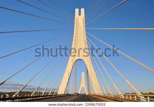 Travel to Algarve Portugal, cable
stayed bridge near Portimao city (Portimao
bridge).