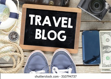 Travel Background,blackboard With Travel  Blog