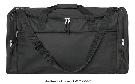 Travel Bag Black Nylon With Shoulder Strap With Clipping Path