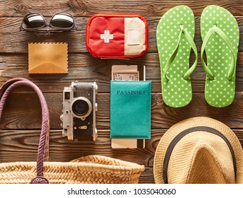 Travel And Beach Items Flat Lay Still Life 