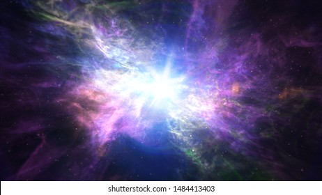 Travel in beautiful space nebula. 
