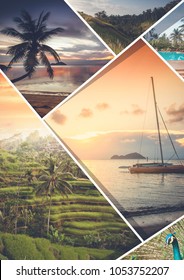 Travel collage. Can be used for cover design, brochures, flyers. With space for text - Shutterstock ID 1053752207