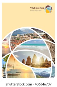 Travel Collage. Can Be Used For Cover Design, Brochures, Flyers. With Space For Text