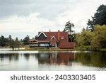 Travel Concept photo. Turkey Bolu Golcuk lake view.