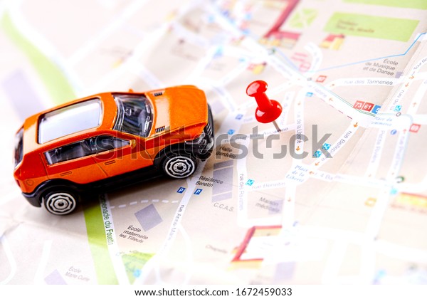 travel concept - small
toy car on the map