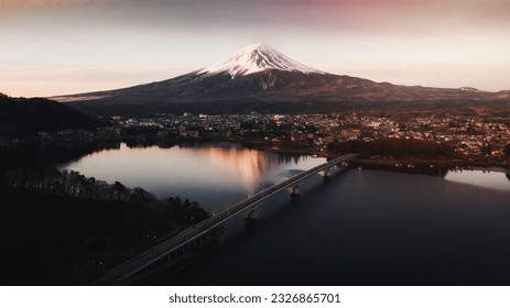Travel desktop wallpaper, Mount Fuji and Lake Kawaguchi, Japan background, travel destination