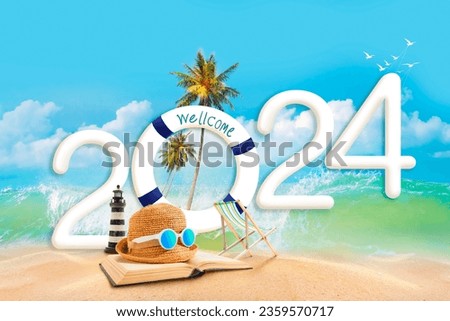 travel destination in 2024, New Year celebration on the beach fun and extreme wave water.