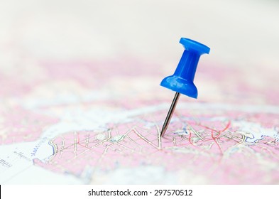 Travel Destination, Blue  Pin On The Map