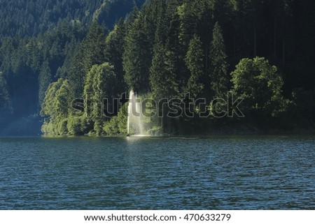 Similar – Sailing boat on the Hohenwarte reservoir