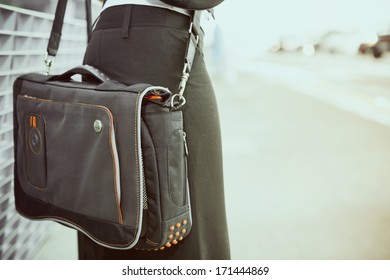 Travel: Focus On Woman's Laptop Bag