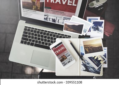 Travel Holiday Vacation Traveling Laptop Technology Concept