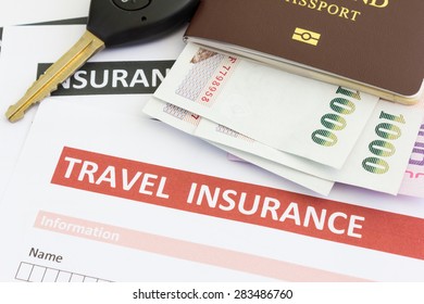 Travel Insurance Form With Car Key And Passport