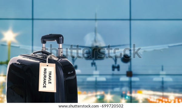 Travel insurance label is put on\
luggage. Travel insurance is intended to cover medical expenses,\
lost luggage and other losses incurred while\
traveling.