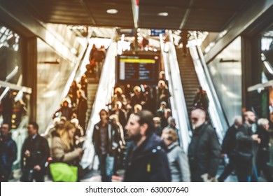 travel people on escalator - concept blur of people on stairs - Powered by Shutterstock