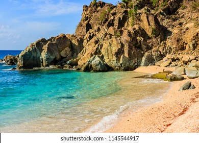 Travel Photo In St. Barths, Caribbean.
Bright View Of Daylight On Shell Beach, Caribbean.