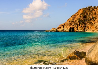 Travel Photo In St. Barths, Caribbean.
Bright View Of Daylight On Shell Beach, Caribbean.