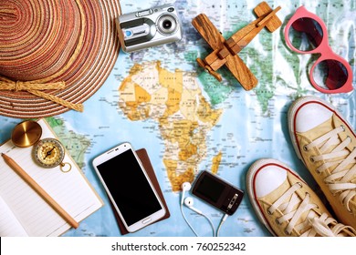 Travel plan, trip vacation, tourism mockup - Outfit of traveler - Shutterstock ID 760252342