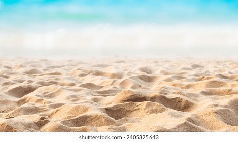 Travel Sea Nature Concept, Shore Sand Water Blue Ocean blur Background, View Calm Texture Wave Surface Beach with Horizon, Island Beautiful Landscape for Card Tourism Holidays Vacation Relax Tropical. - Powered by Shutterstock