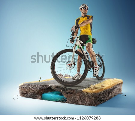 Travel and sports background. 3d illustration with cut of the ground and the desert road. 