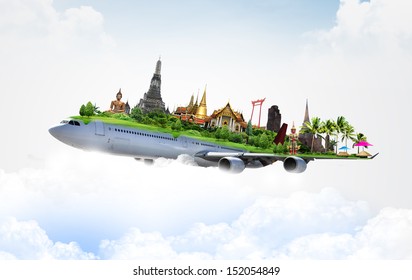 Travel Thailand By Airplane, Concept