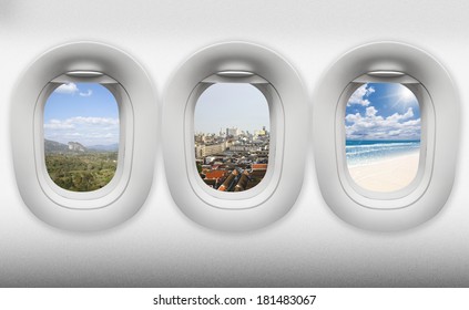  travel thailand, view of window aircraft.(paths inside easy replacement)