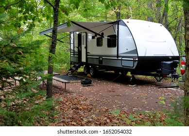 Travel Trailer Camping In The Woods