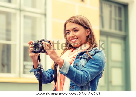 Similar – Image, Stock Photo Happy photographer is taking a photo