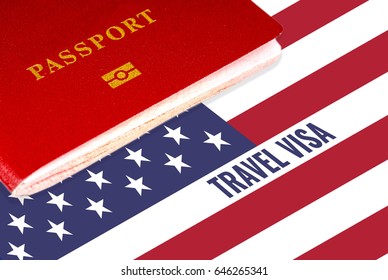 travel visa, text over us flag and passport - Shutterstock ID 646265341