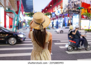 Travel Woman In Xinyi District Of Taipei City