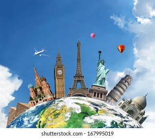 Travel. The world monument concept. Extremely detailed image including elements furnished by NASA. - Shutterstock ID 167995019