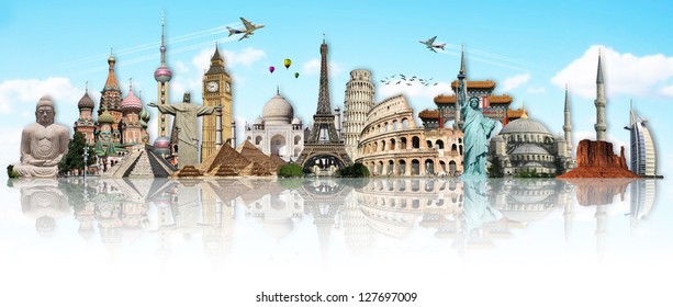 Travel The World Monuments Concept