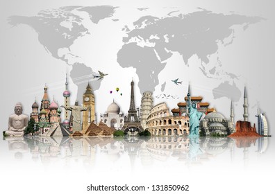 Travel The World Monuments Concept