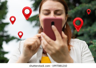 Traveler Hands Use Map On Mobile Phone App To Search For Route Location Of Place With Gps On Street When Travel In City