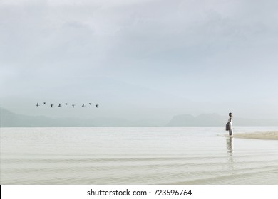 Traveler Woman Looking At Uncontaminated Nature