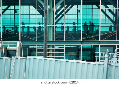 Travelers In The Vancouver Airport.