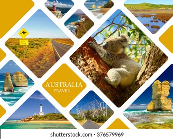 Traveling To Australia. Travel Collage