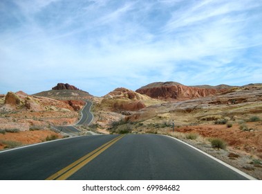 Traveling The Road Within The Painted Desert, Las Vegas Nevada