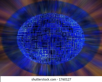 Traveling sphere with circuits on the surface