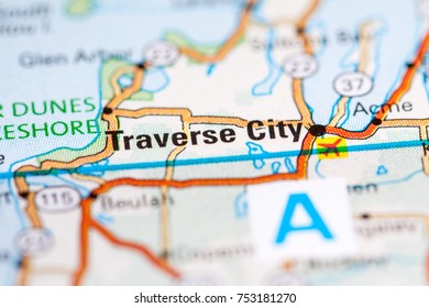 Traverse City. Canada On A Map.