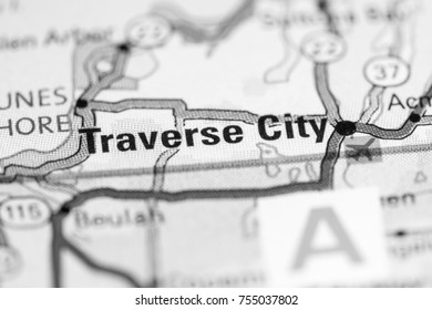 Traverse City. Canada On A Map.