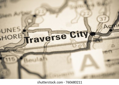 Traverse City. Canada On A Map.