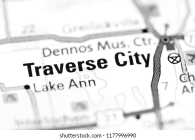 Traverse City. Michigan. USA On A Map