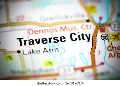 Traverse City. Michigan. USA On A Map