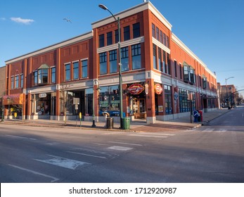 Traverse City, Michigan/USA  April 15, 2020 Downtown Traverse City Looks Empty With Many Stores And Restaurants Being Closed Because Of The Covid19 Pademic.