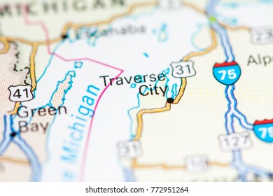 Traverse City. USA On A Map.