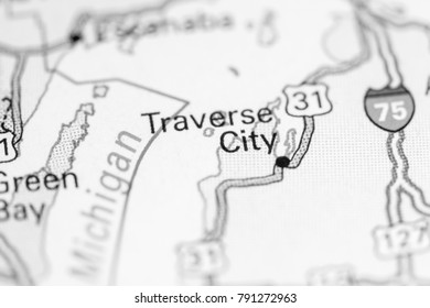 Traverse City. USA On A Map.