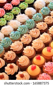 Tray Of Colorful Mini Cupcakes