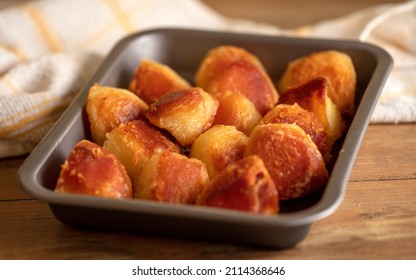 A Tray Of Crispy Roast Potatoes