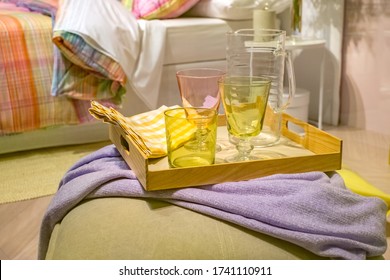 Tray With Empty Glasses On The Chair