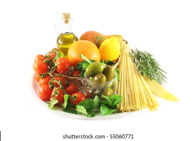 A Tray Of Food For The Mediterranean Diet